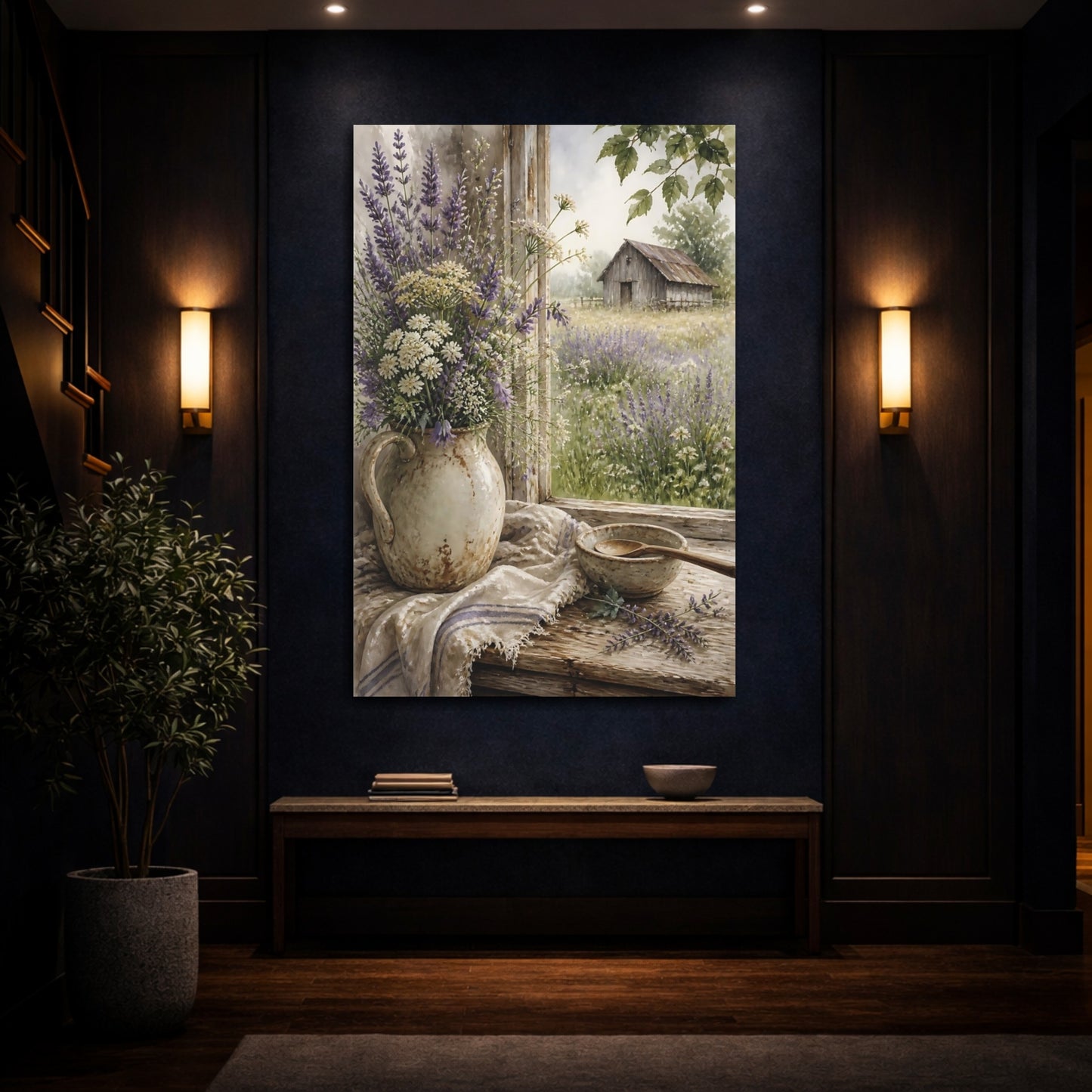 Mockup 4. Lavender Window Bouquet shown as canvas print