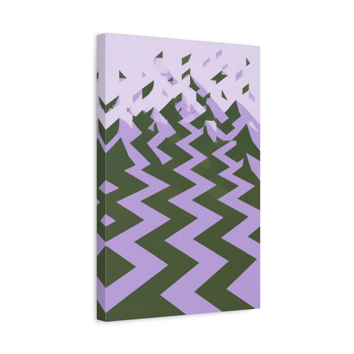 Side Mockup 4. Lavender Zigzag Landscape shown as canvas print