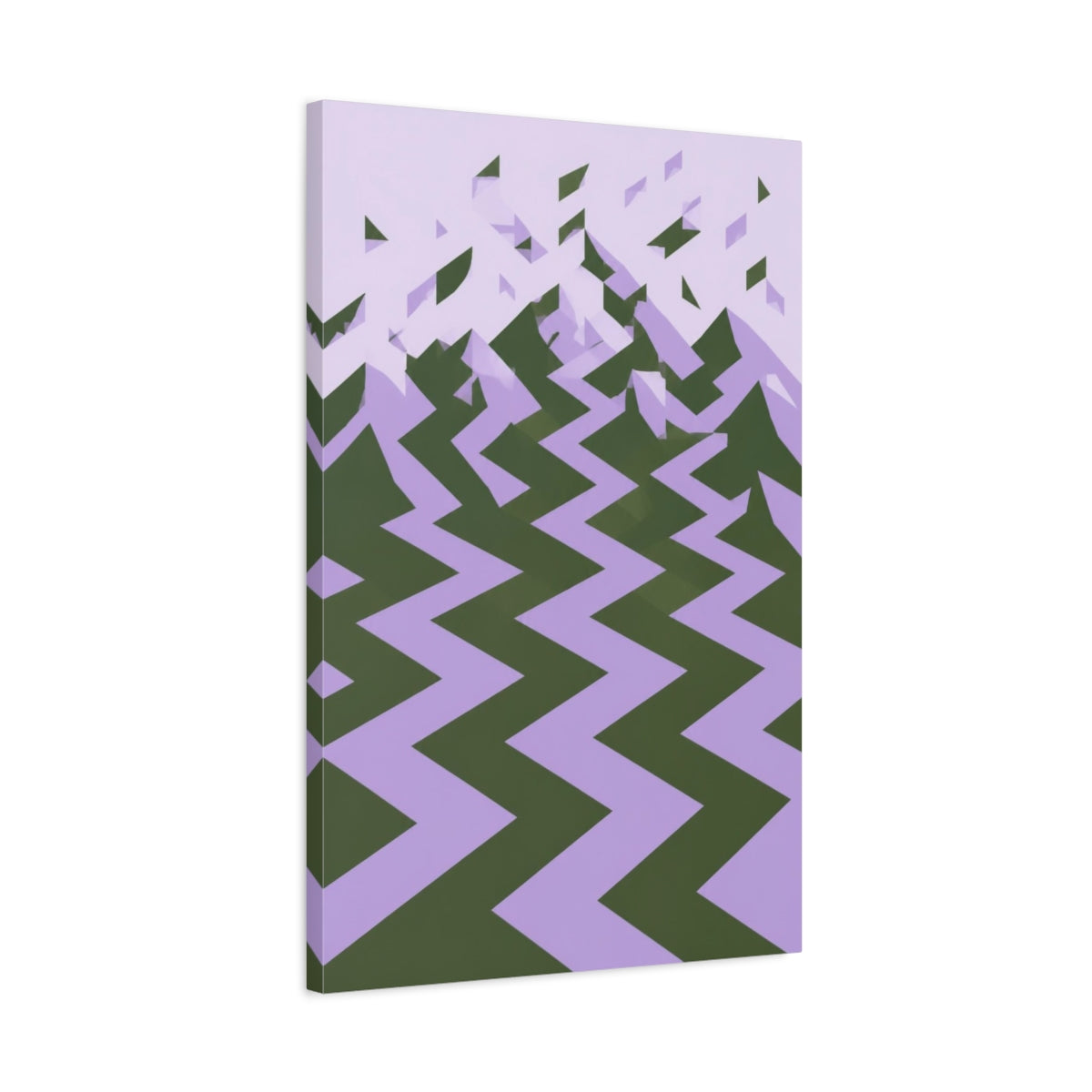 Side Mockup 2. Lavender Zigzag Landscape shown as canvas print