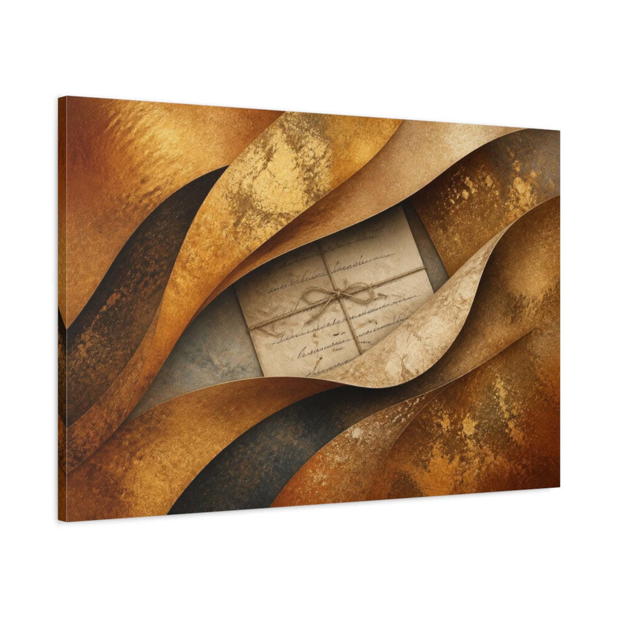 Main Mockup. Layered Bronze Letter shown as canvas print