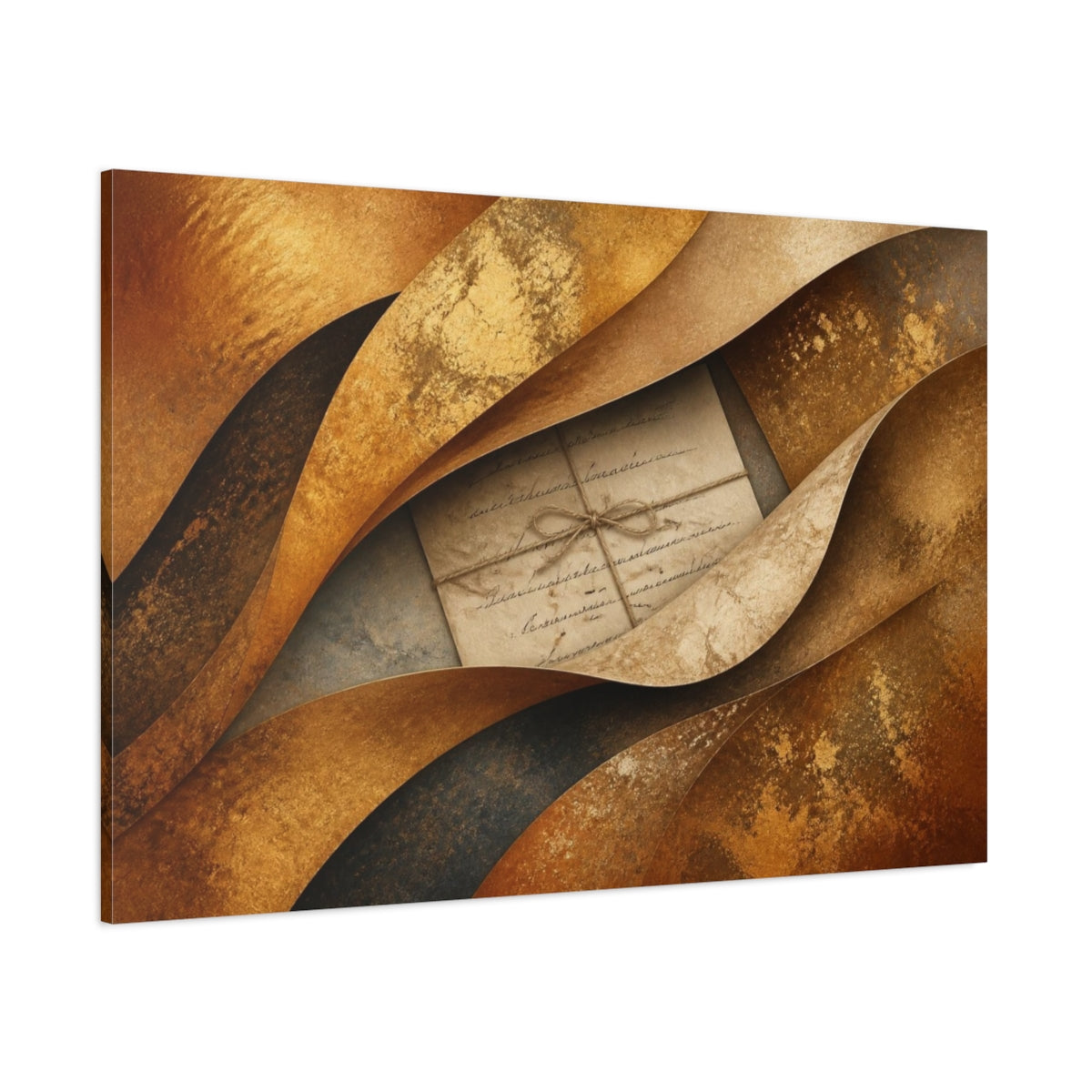 Side Mockup 1. Layered Bronze Letter shown as canvas print