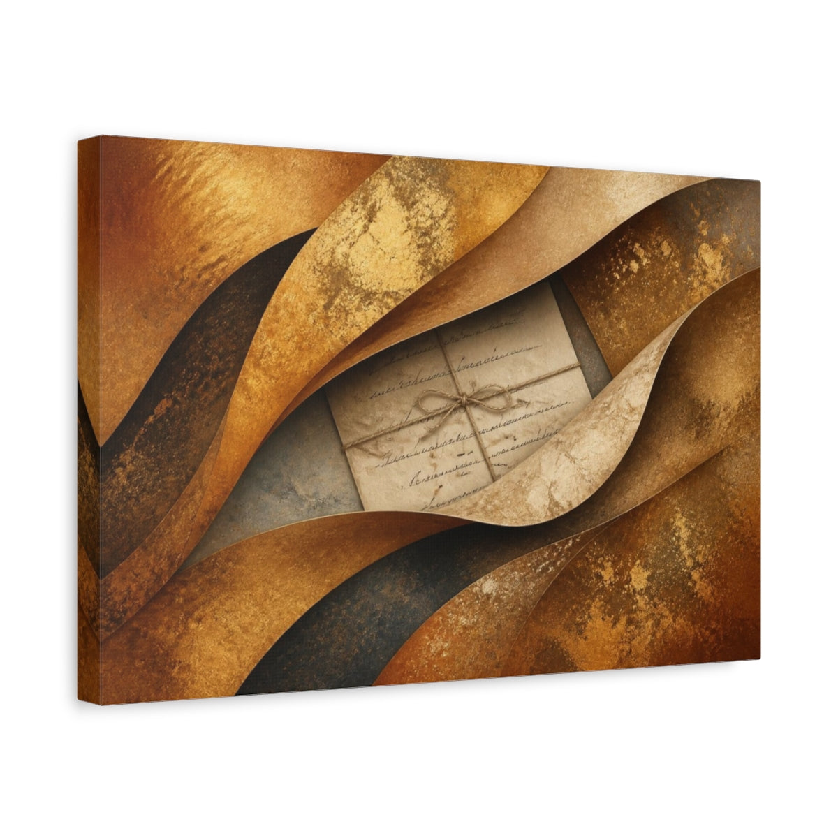 Side Mockup 4. Layered Bronze Letter shown as canvas print