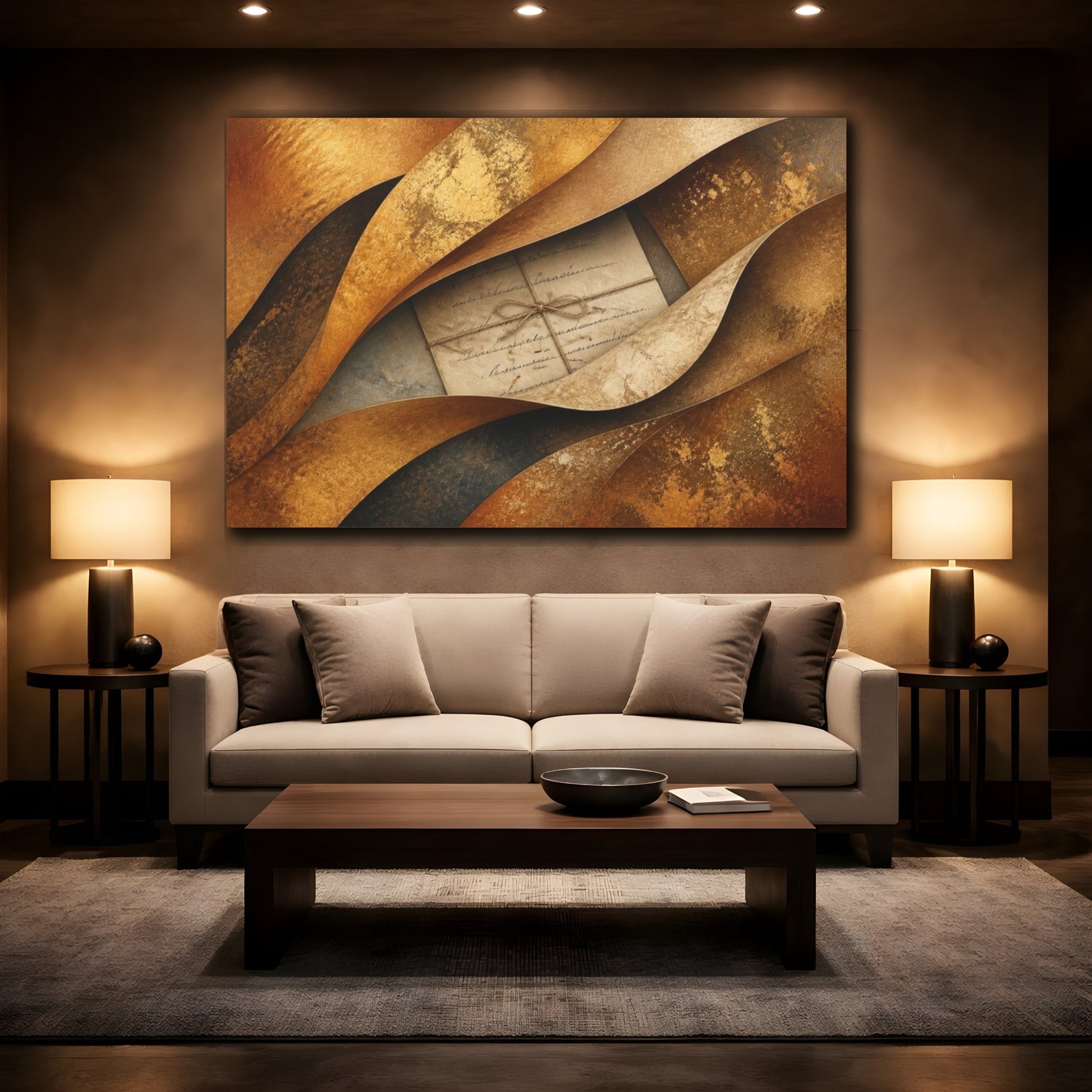 Mockup 2. Layered Bronze Letter shown as canvas print