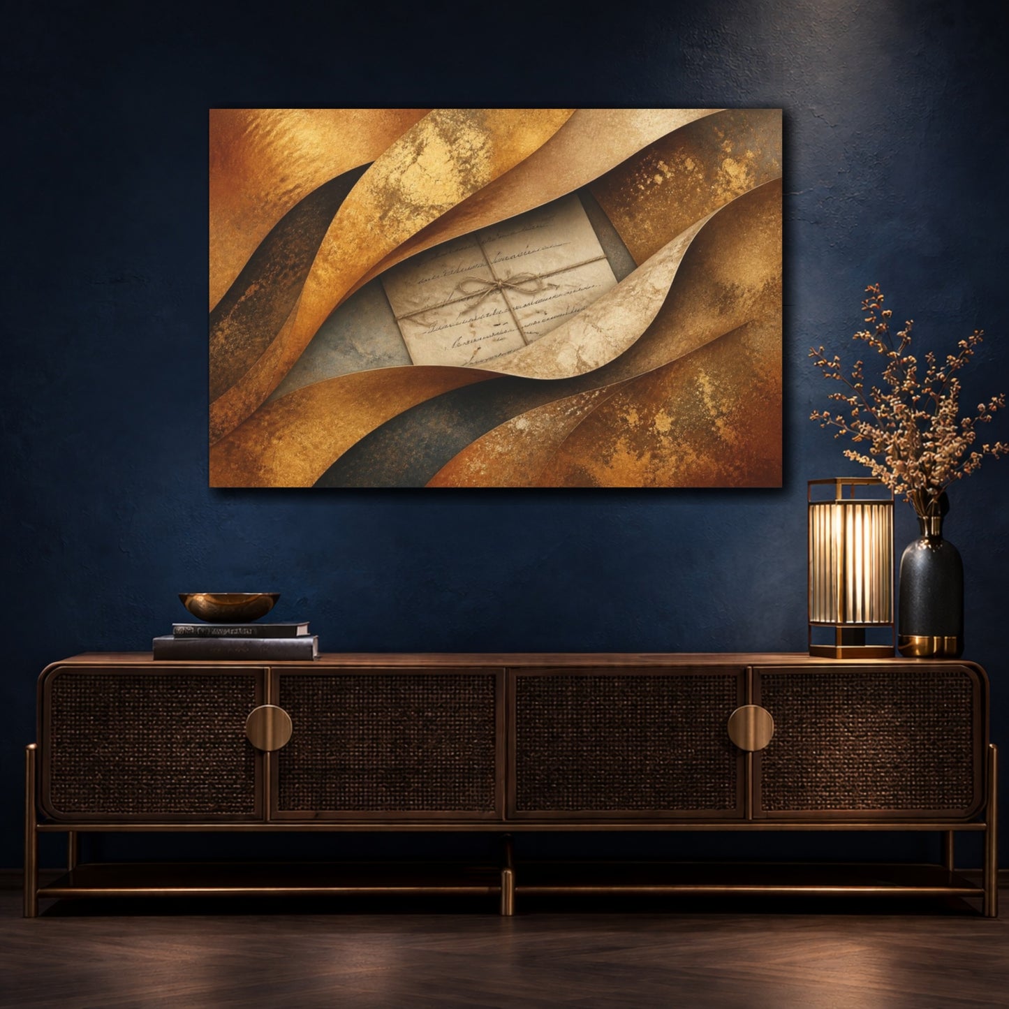 Mockup 4. Layered Bronze Letter shown as canvas print