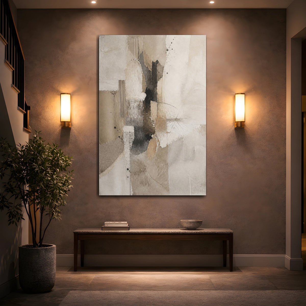 Mockup 2. Layered Neutral Collage shown as canvas print