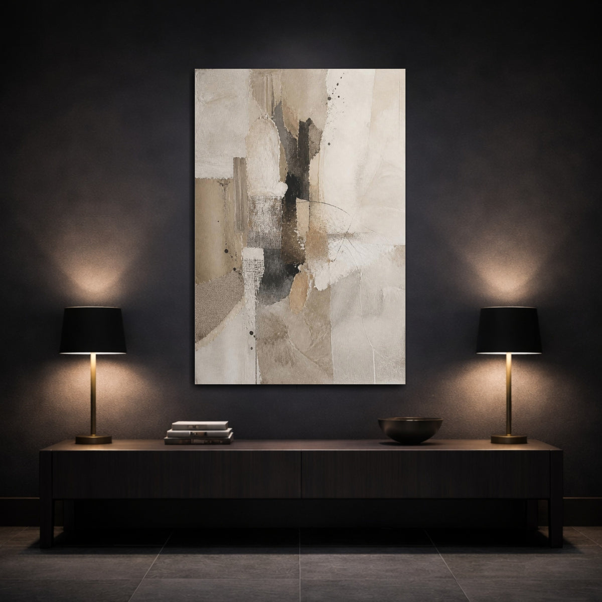 Mockup 3. Layered Neutral Collage shown as canvas print