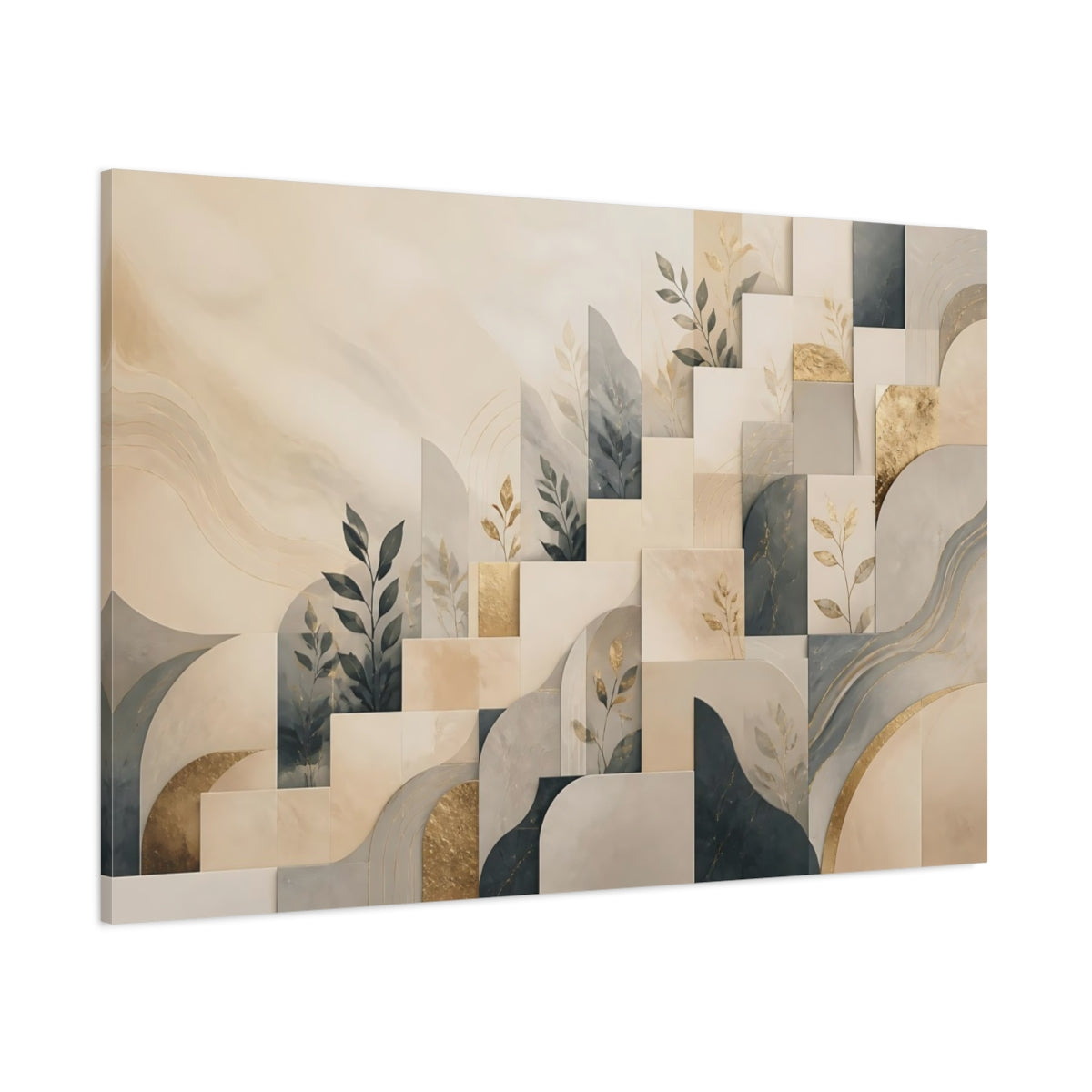 Side Mockup 1. Leaf Motif Mosaic shown as canvas print