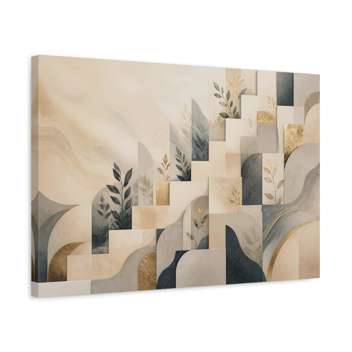 Side Mockup 3. Leaf Motif Mosaic shown as canvas print