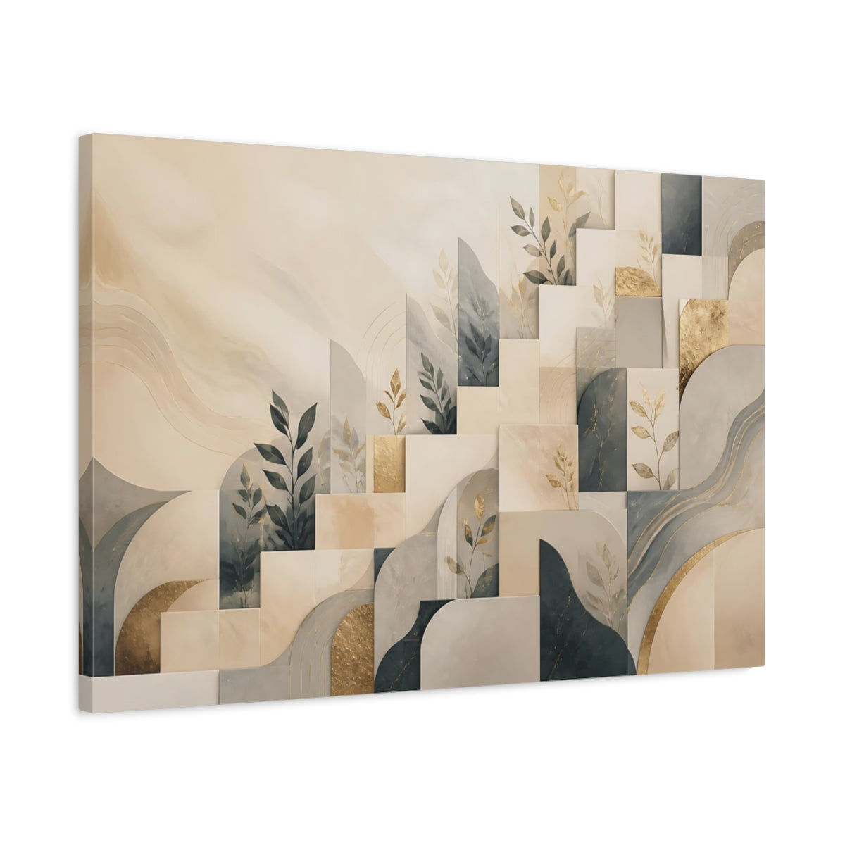 Side Mockup 2. Leaf Motif Mosaic shown as canvas print