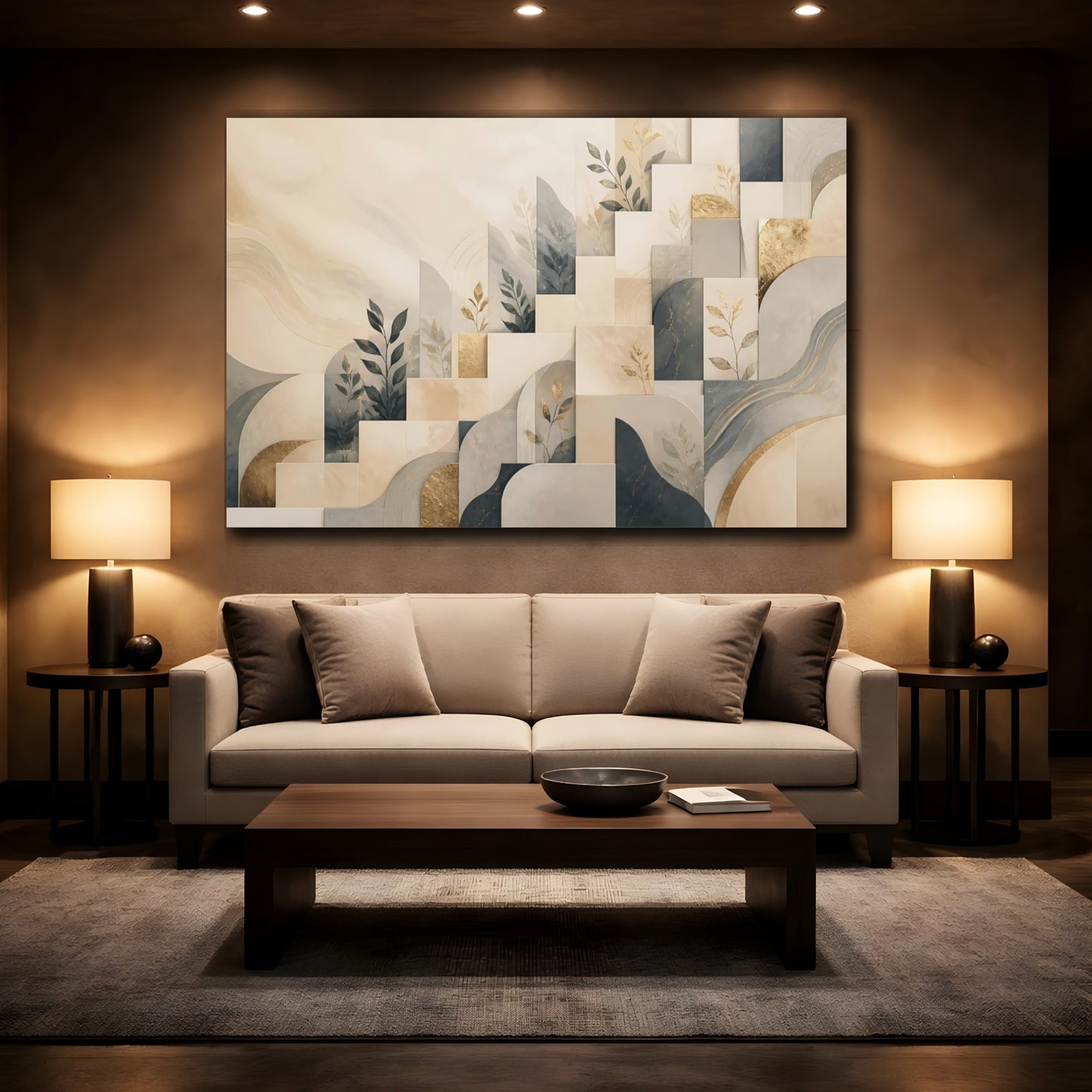 Mockup 2. Leaf Motif Mosaic shown as canvas print