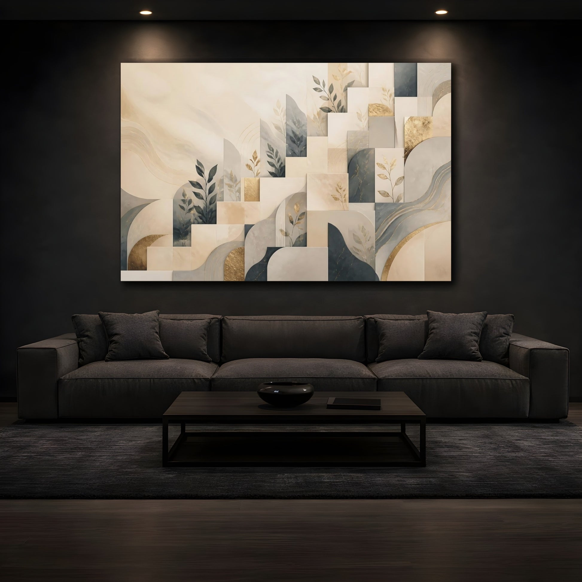 Mockup 3. Leaf Motif Mosaic shown as canvas print