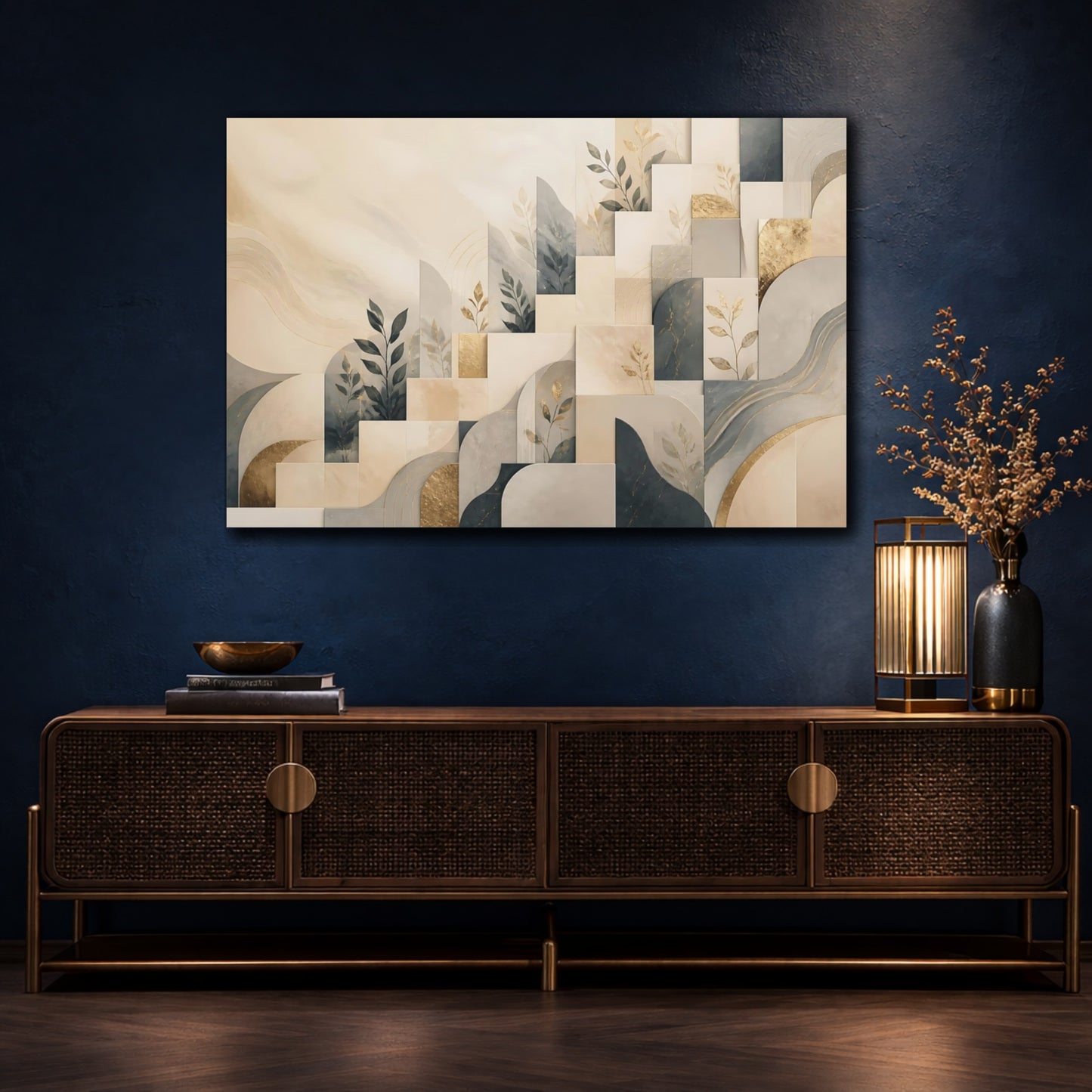Mockup 4. Leaf Motif Mosaic shown as canvas print