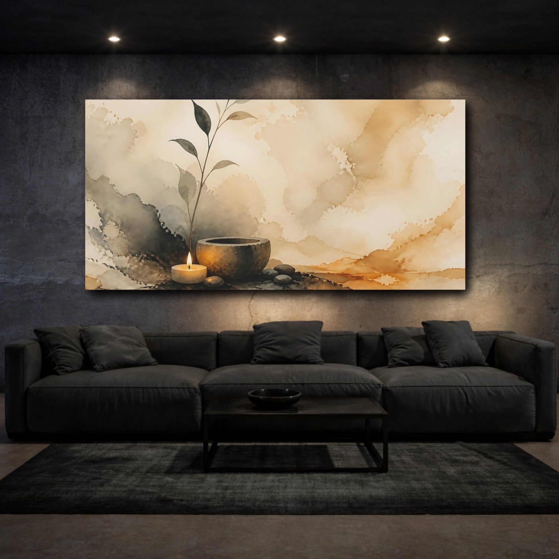 Mockup 3. Leaf Sprig And Candle Still Life shown as canvas print