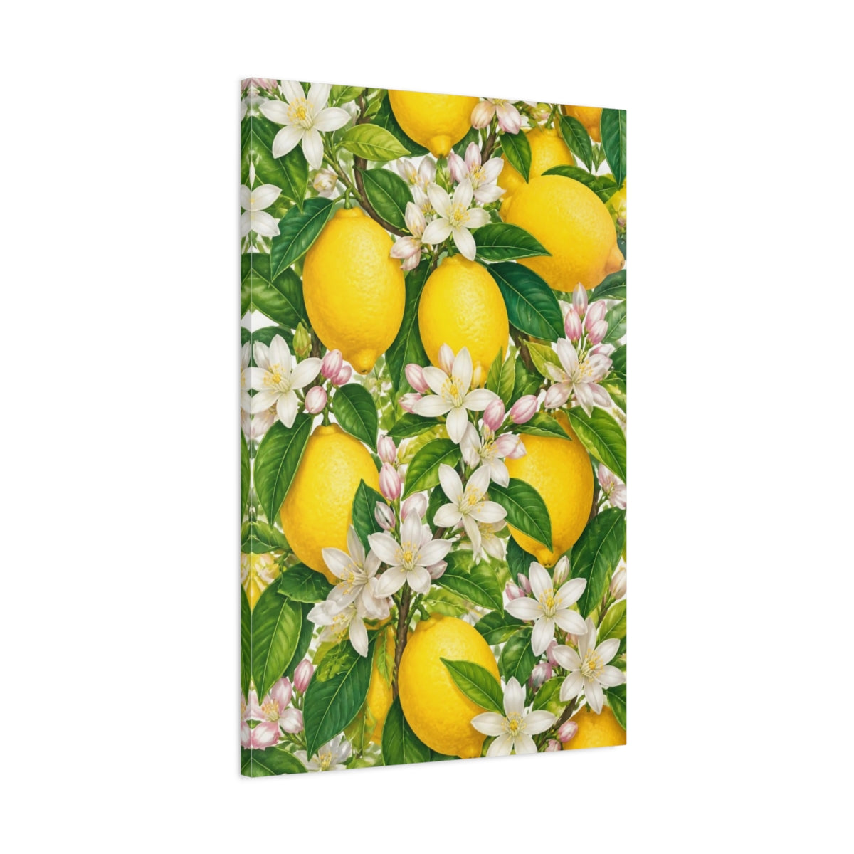Main Mockup. Lemon Floral Branch shown as canvas print