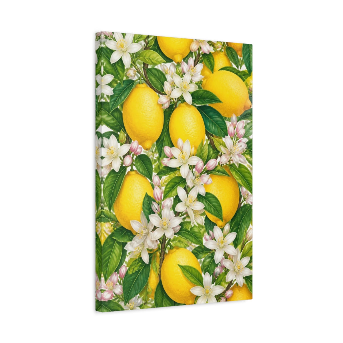 Side Mockup 3. Lemon Floral Branch shown as canvas print