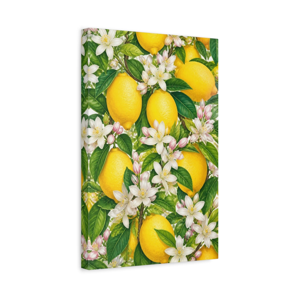 Side Mockup 4. Lemon Floral Branch shown as canvas print