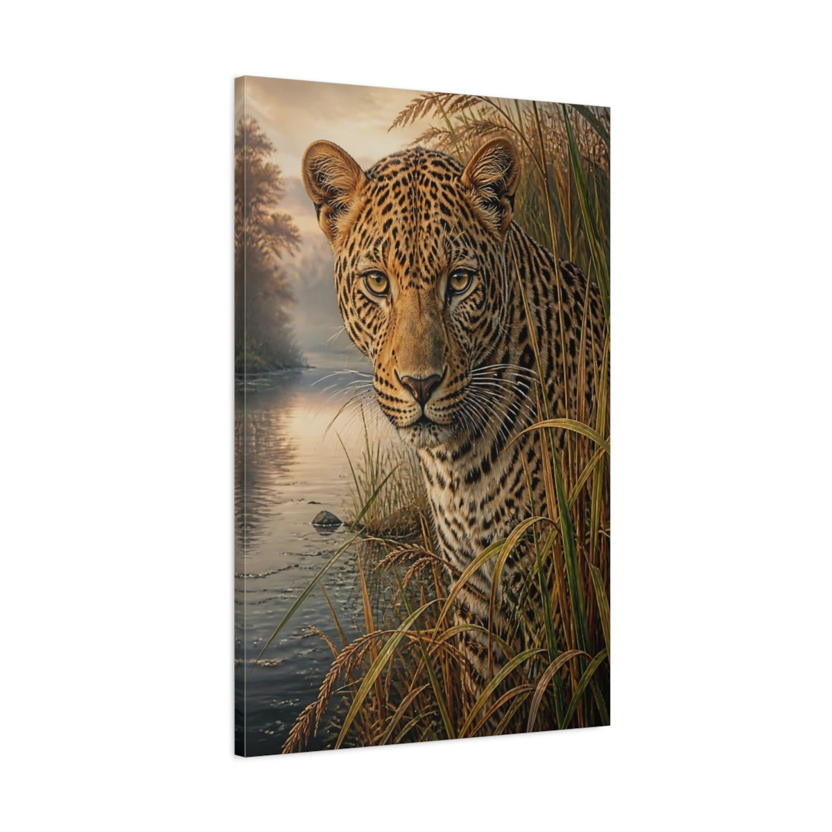 Main Mockup. Leopard Animals Portrait shown as canvas print