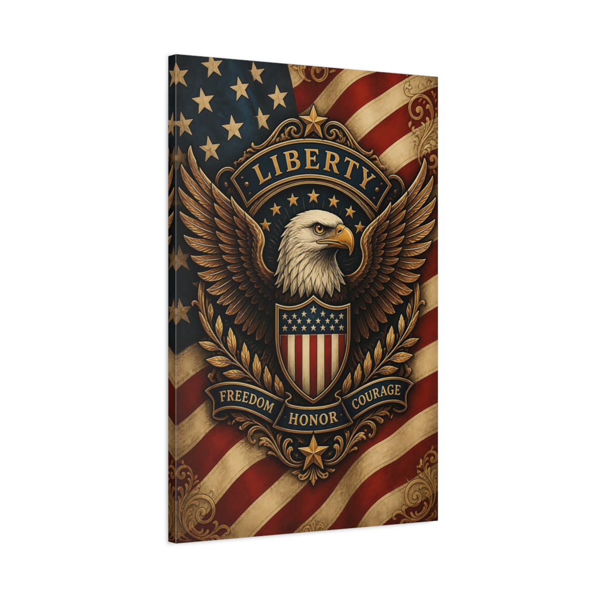 Main Mockup. Liberty Eagle Emblem shown as canvas print
