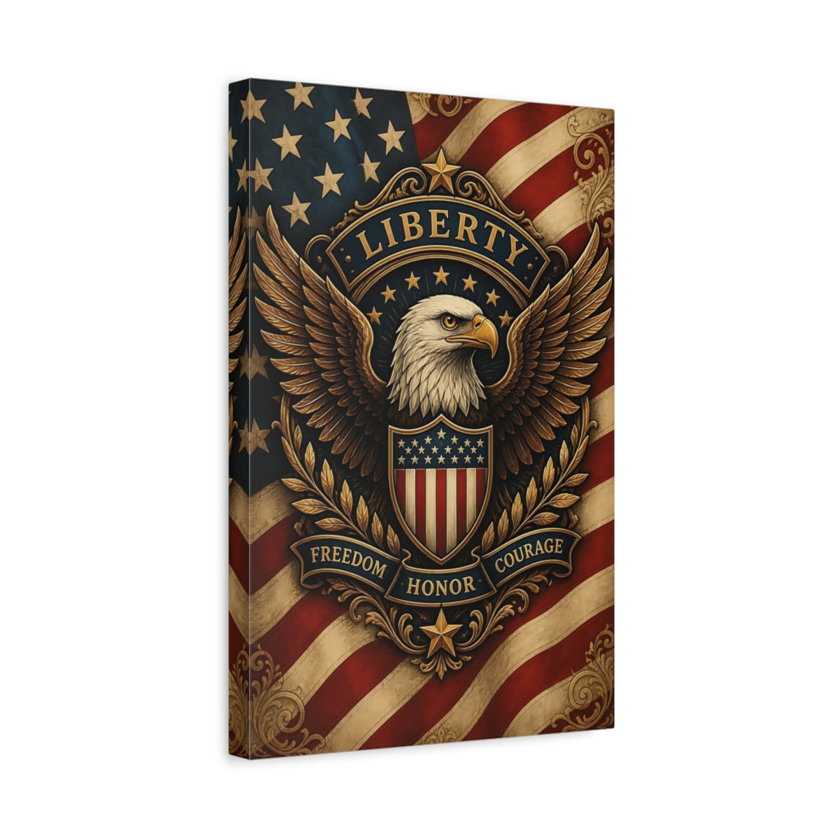 Side Mockup 4. Liberty Eagle Emblem shown as canvas print