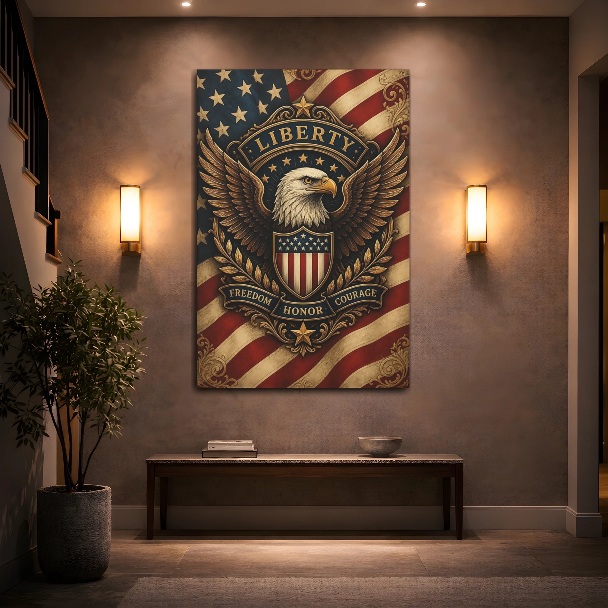Mockup 2. Liberty Eagle Emblem shown as canvas print
