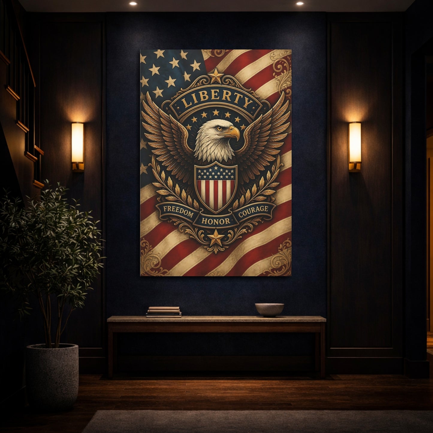 Mockup 4. Liberty Eagle Emblem shown as canvas print
