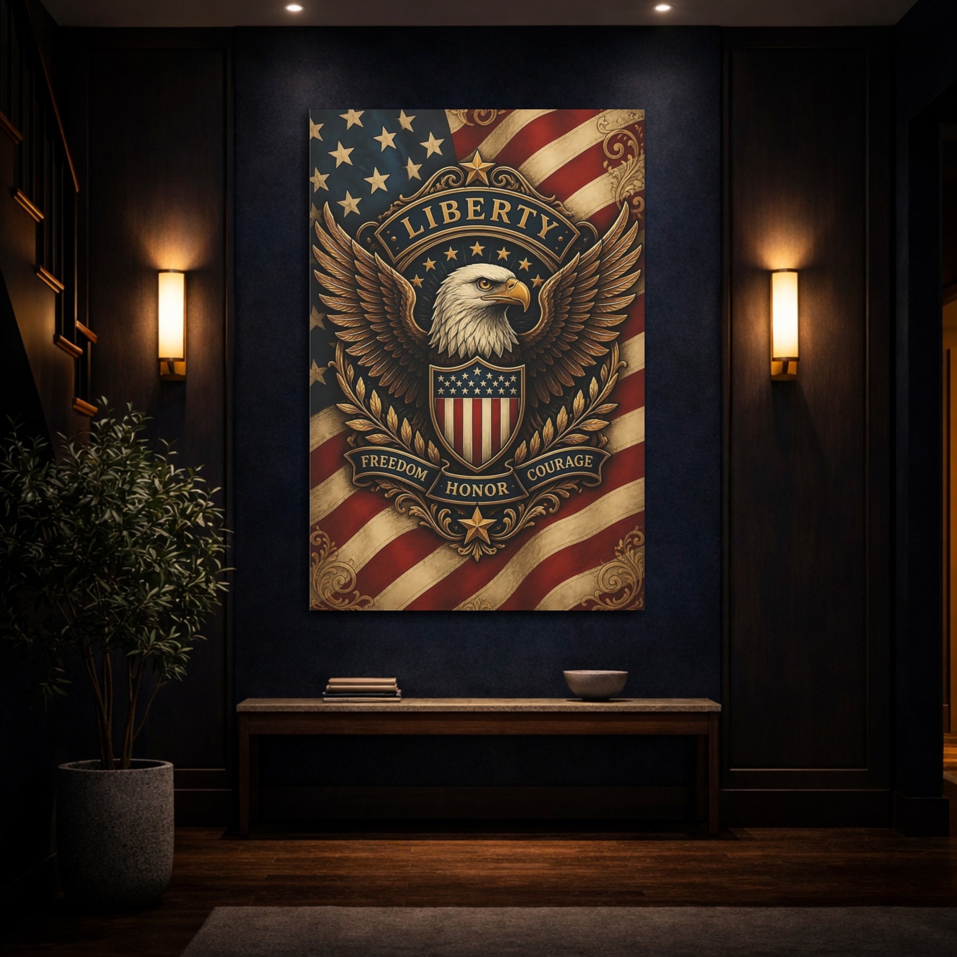 Mockup 4. Liberty Eagle Emblem shown as canvas print