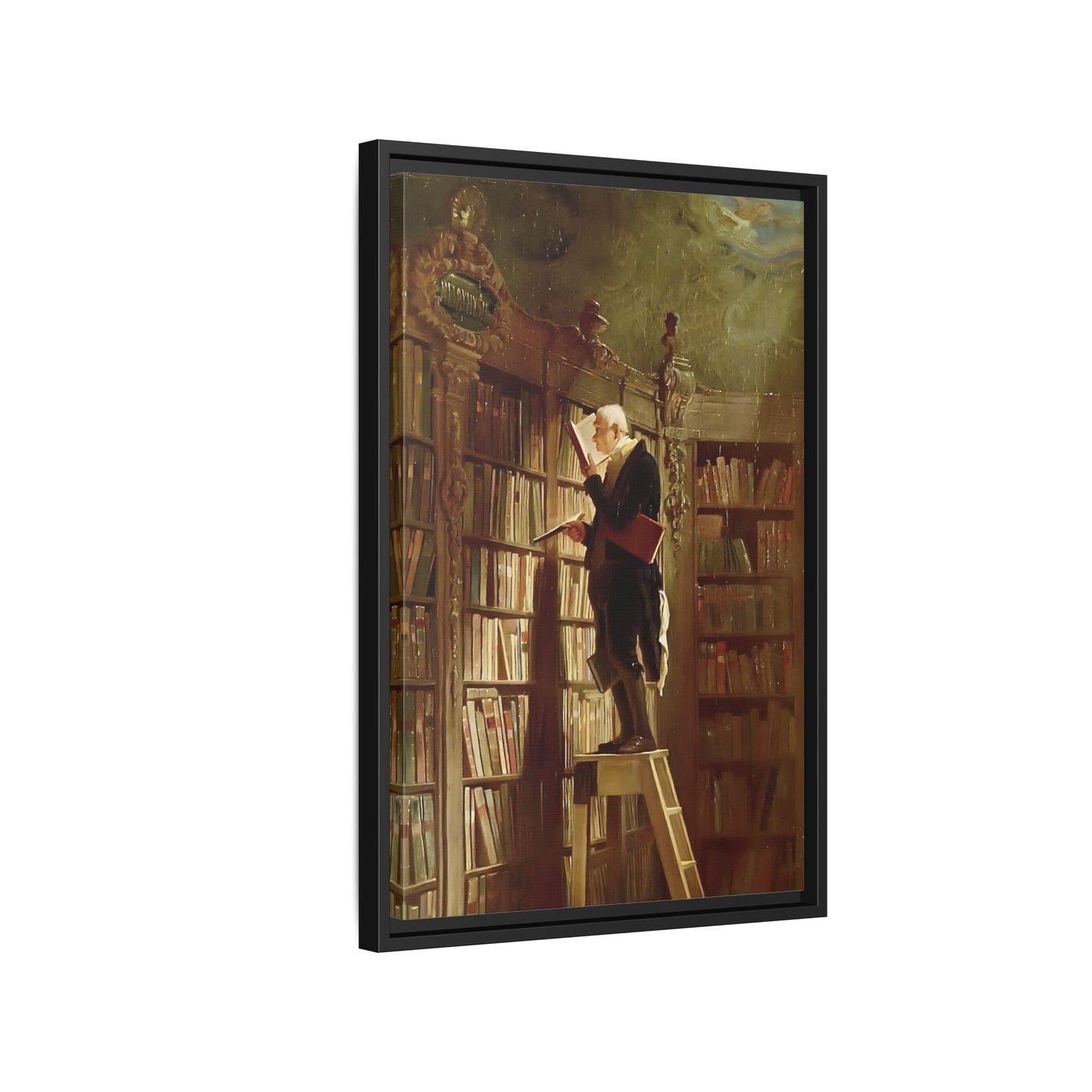 Library Canvas Wall Art Print - Large Framed Carl Spitzweg Bookworm - YesArtYes