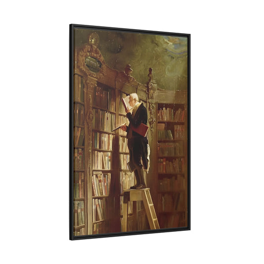 Library Canvas Wall Art Print - Large Framed Carl Spitzweg Bookworm - YesArtYes