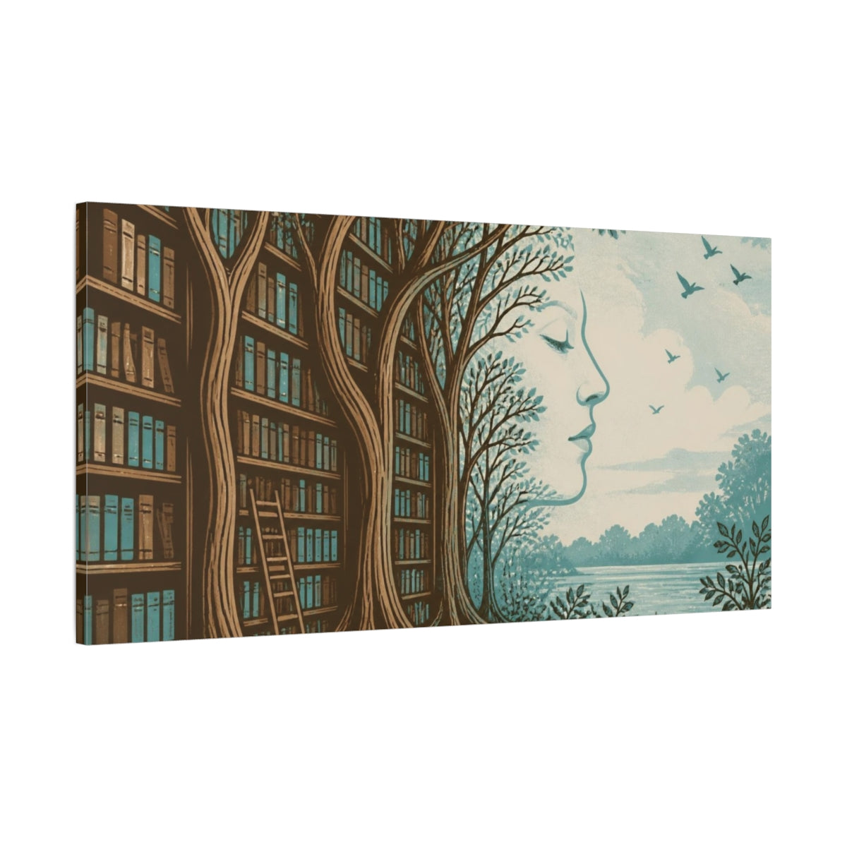 Main Mockup. Library Tree Illusion shown as canvas print