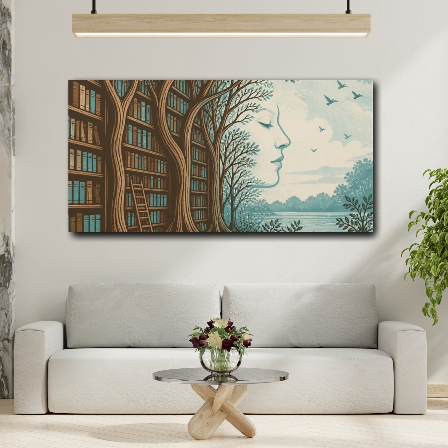 Mockup 2. Library Tree Illusion shown as canvas print
