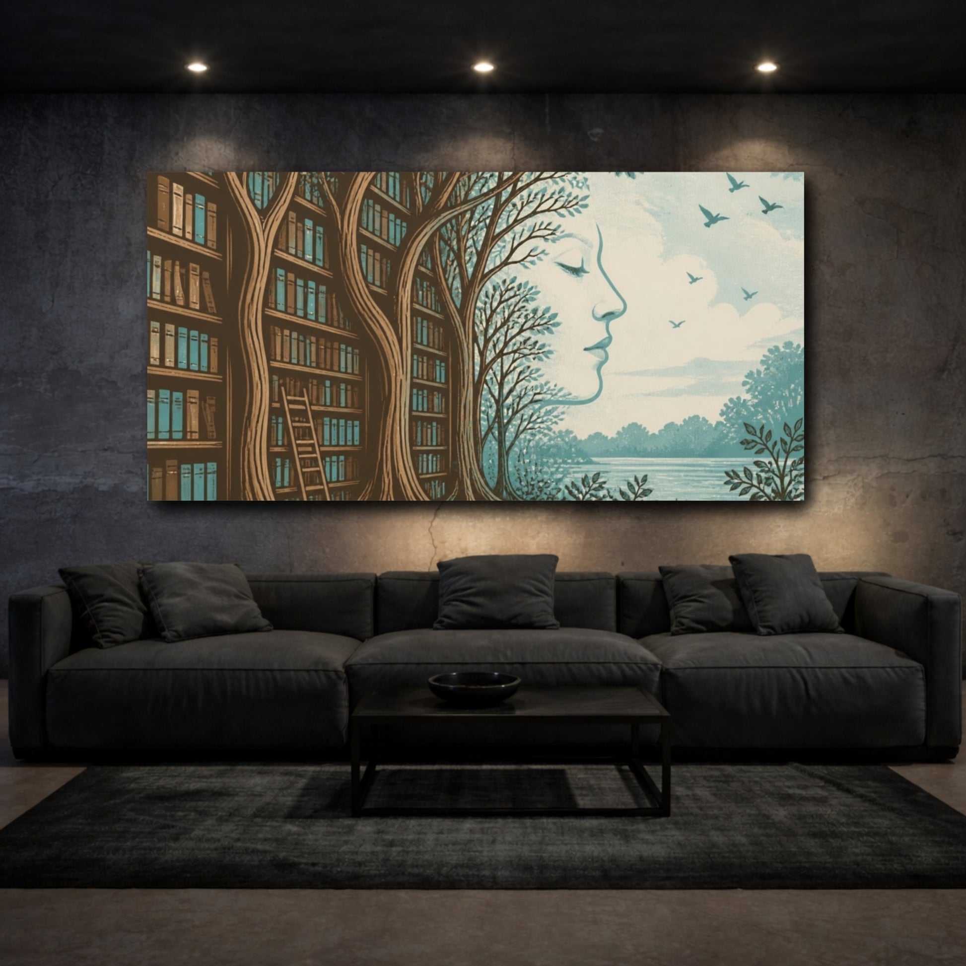 Mockup 3. Library Tree Illusion shown as canvas print