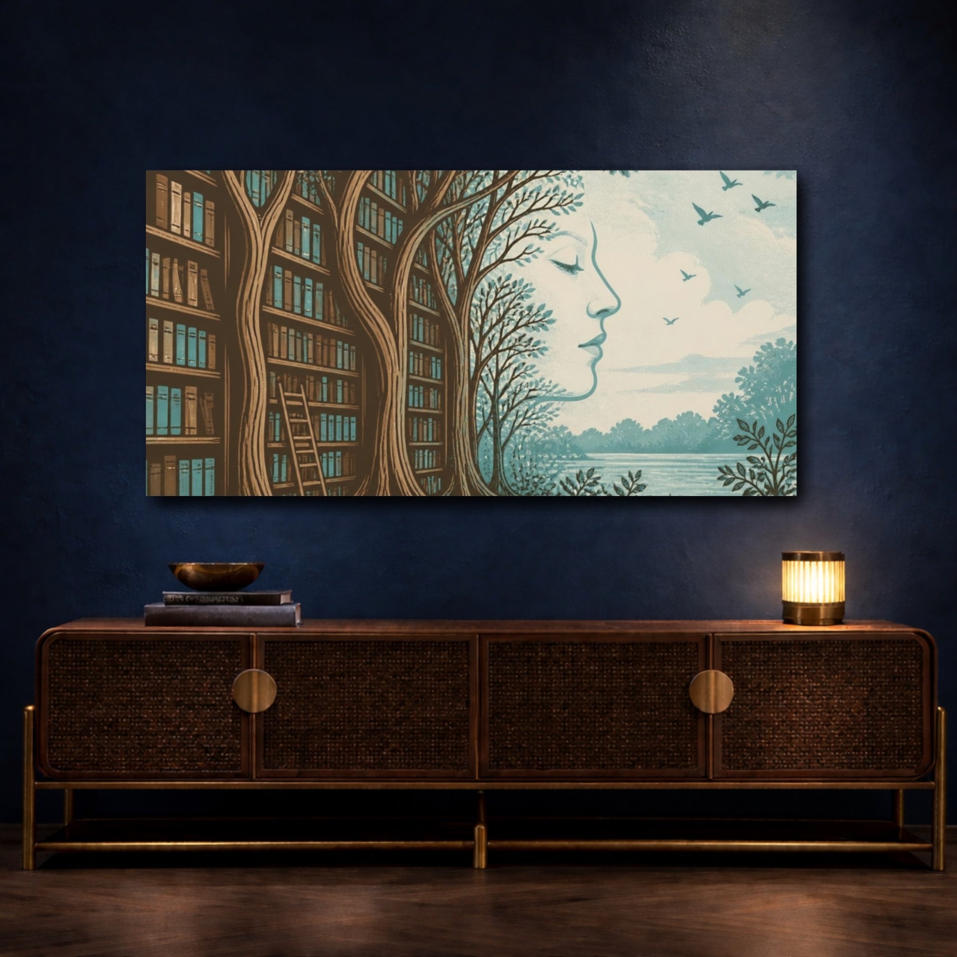 Mockup 4. Library Tree Illusion shown as canvas print