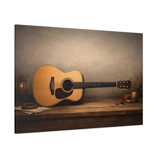 Light Balance Acoustic Guitar Vintage - Canvas Wall Art Print - YesArtYes