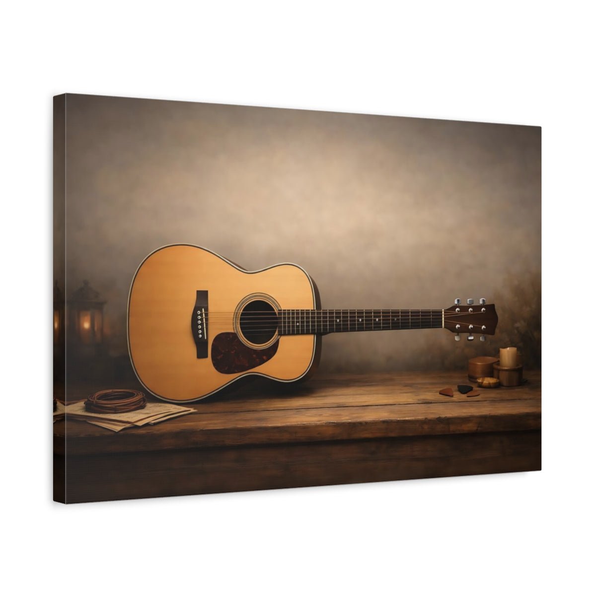 Light Balance Acoustic Guitar Vintage - Canvas Wall Art Print - YesArtYes
