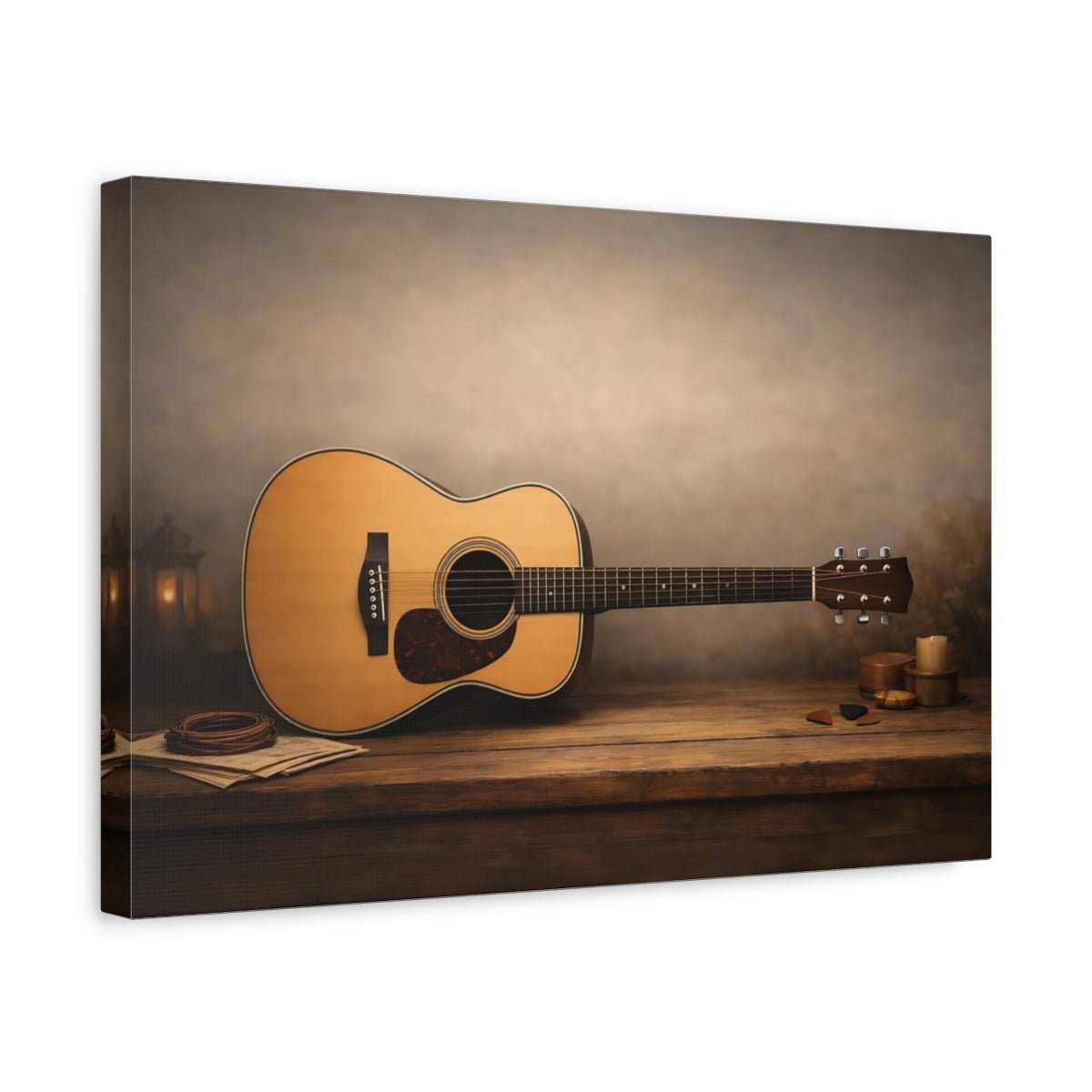 Light Balance Acoustic Guitar Vintage - Canvas Wall Art Print - YesArtYes