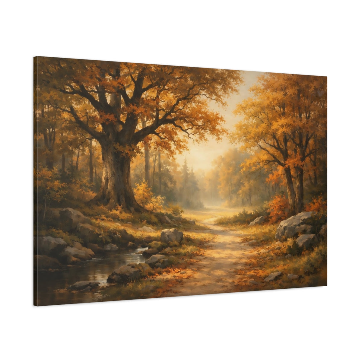 Light Balance Autumn Forest shown as stretched canvas wall art