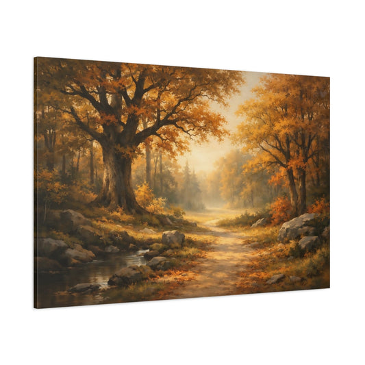Light Balance Autumn Forest shown as stretched canvas wall art