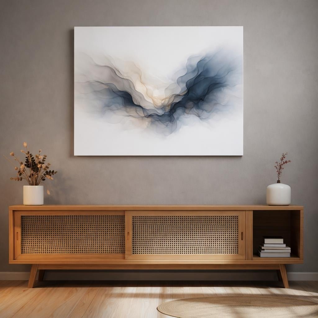 Light Balance Fluid Ink Pattern Forms Abstract - Canvas Wall Art Print - YesArtYes