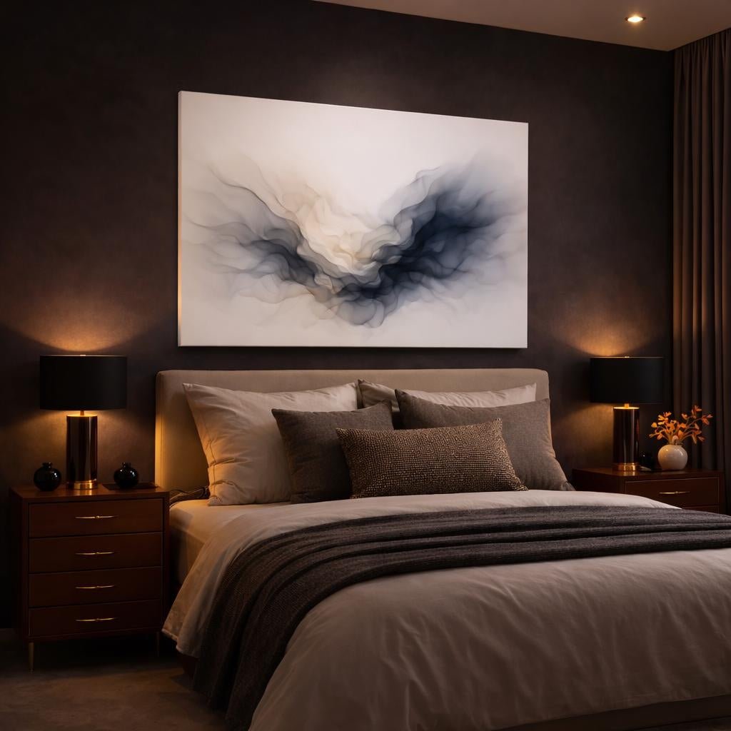 Light Balance Fluid Ink Pattern Forms Abstract - Canvas Wall Art Print - YesArtYes