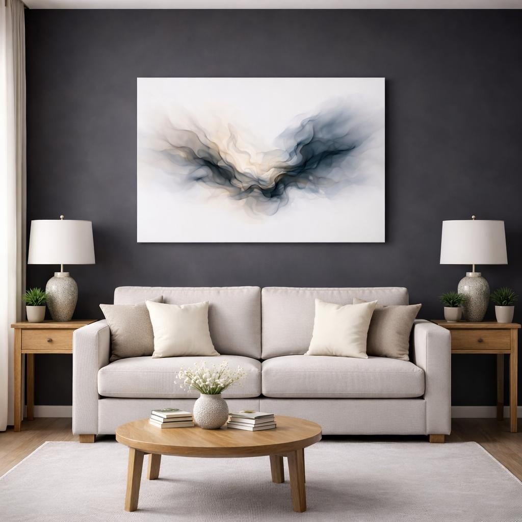 Light Balance Fluid Ink Pattern Forms Abstract - Canvas Wall Art Print - YesArtYes