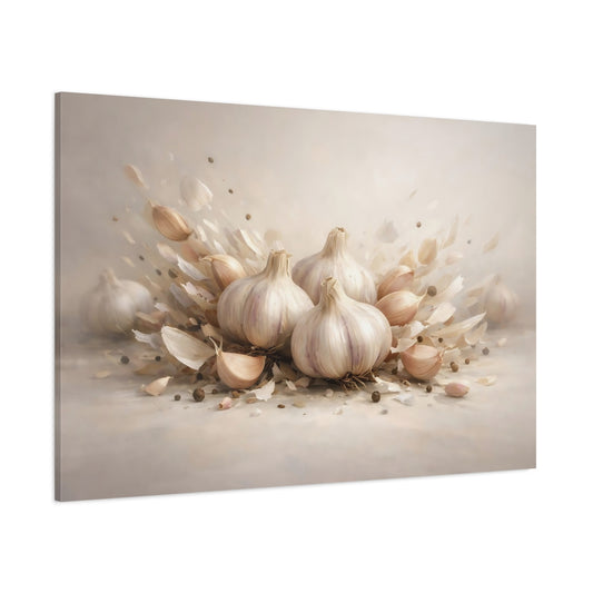 Light Balance Garlic Bulbs shown as stretched canvas wall art