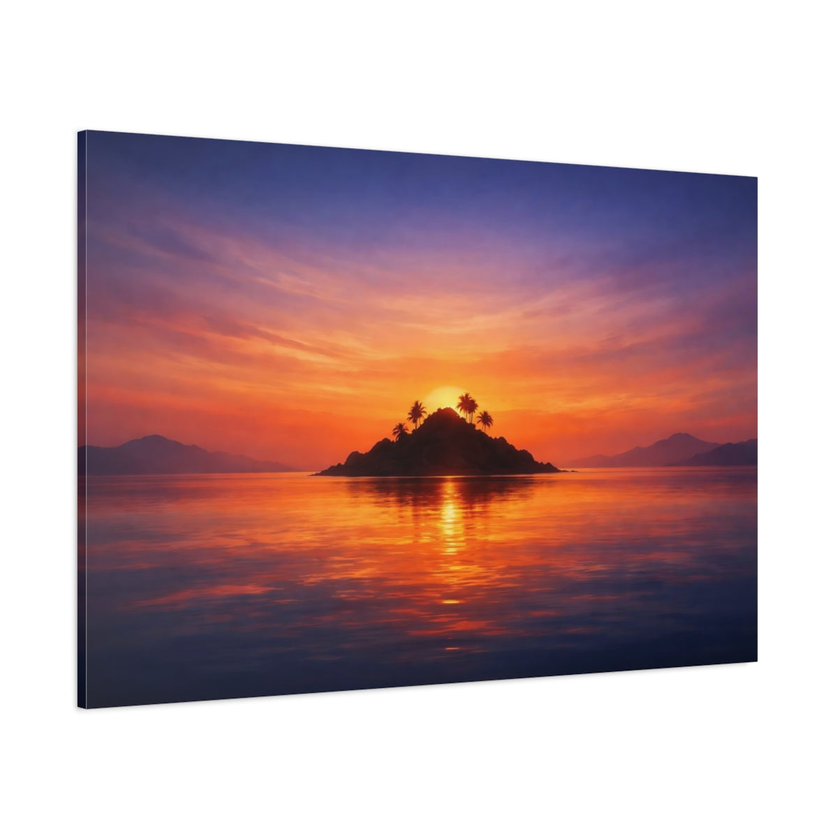 Light Balance Island Sunset shown as stretched canvas wall art