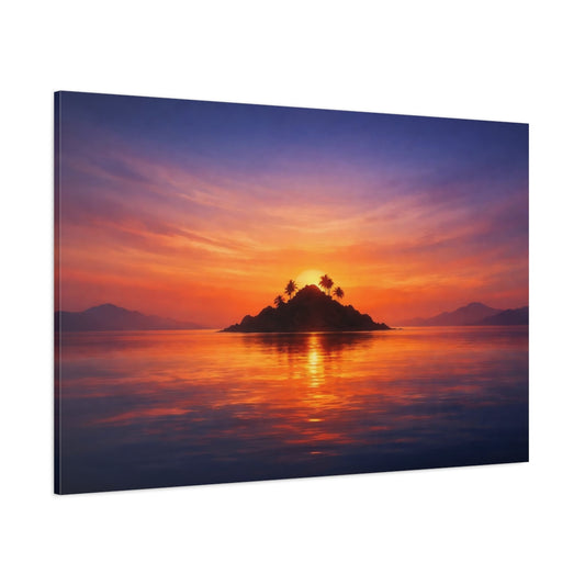 Light Balance Island Sunset shown as stretched canvas wall art