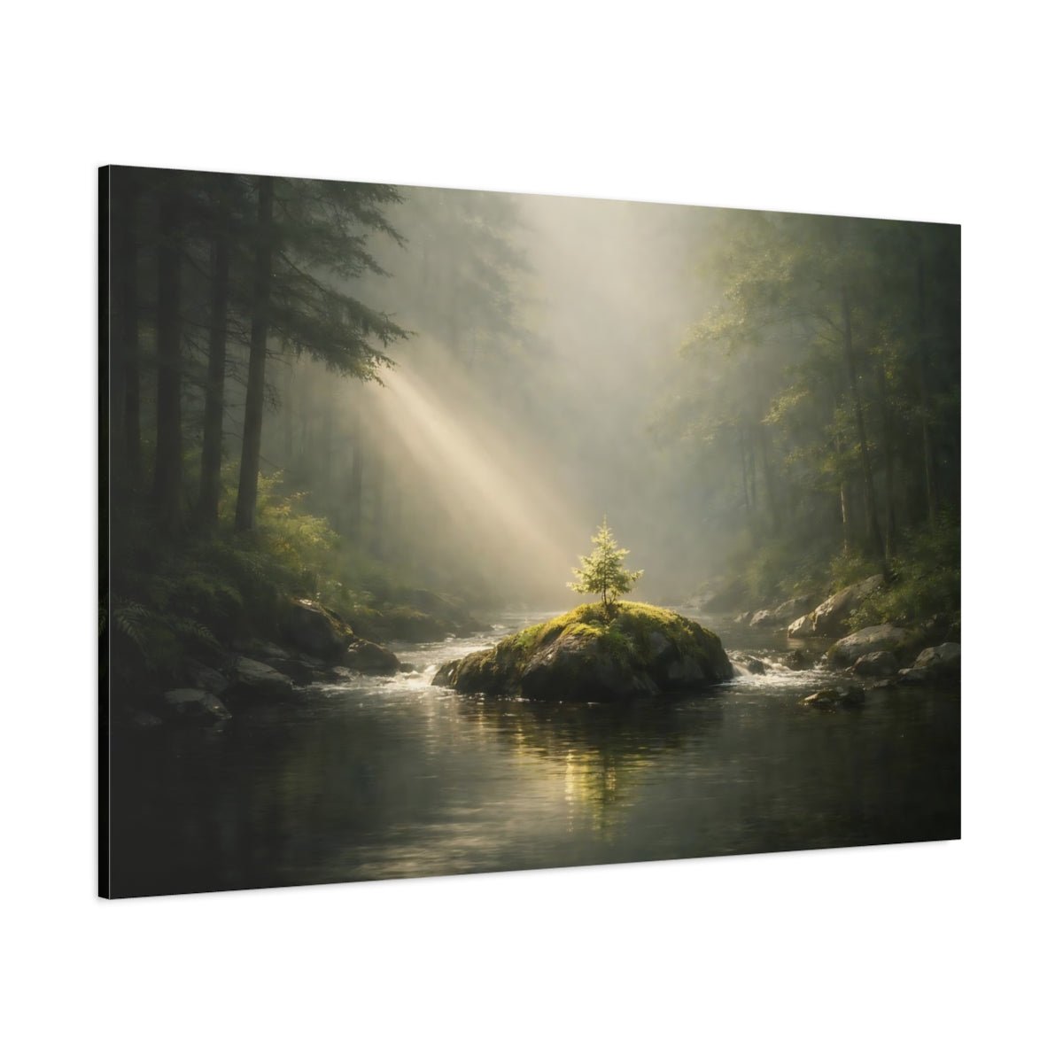 Light Balance Mystic Forest Stream Nature - Canvas Wall Art Print - YesArtYes