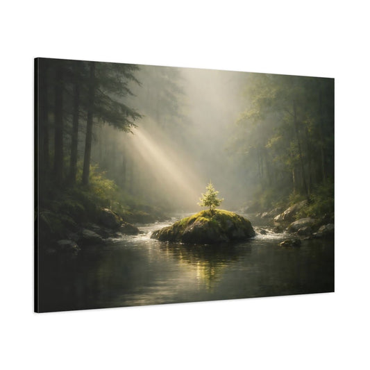 Light Balance Mystic Forest Stream Nature - Canvas Wall Art Print - YesArtYes