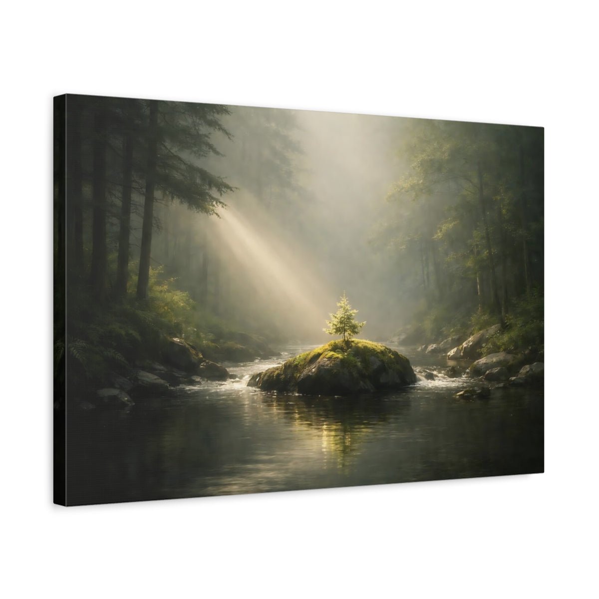 Light Balance Mystic Forest Stream Nature - Canvas Wall Art Print - YesArtYes