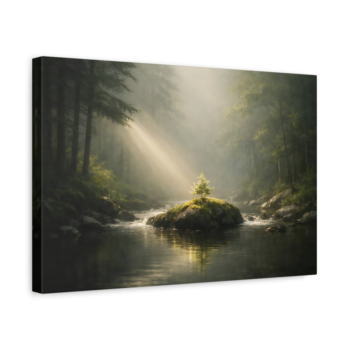 Light Balance Mystic Forest Stream Nature - Canvas Wall Art Print - YesArtYes
