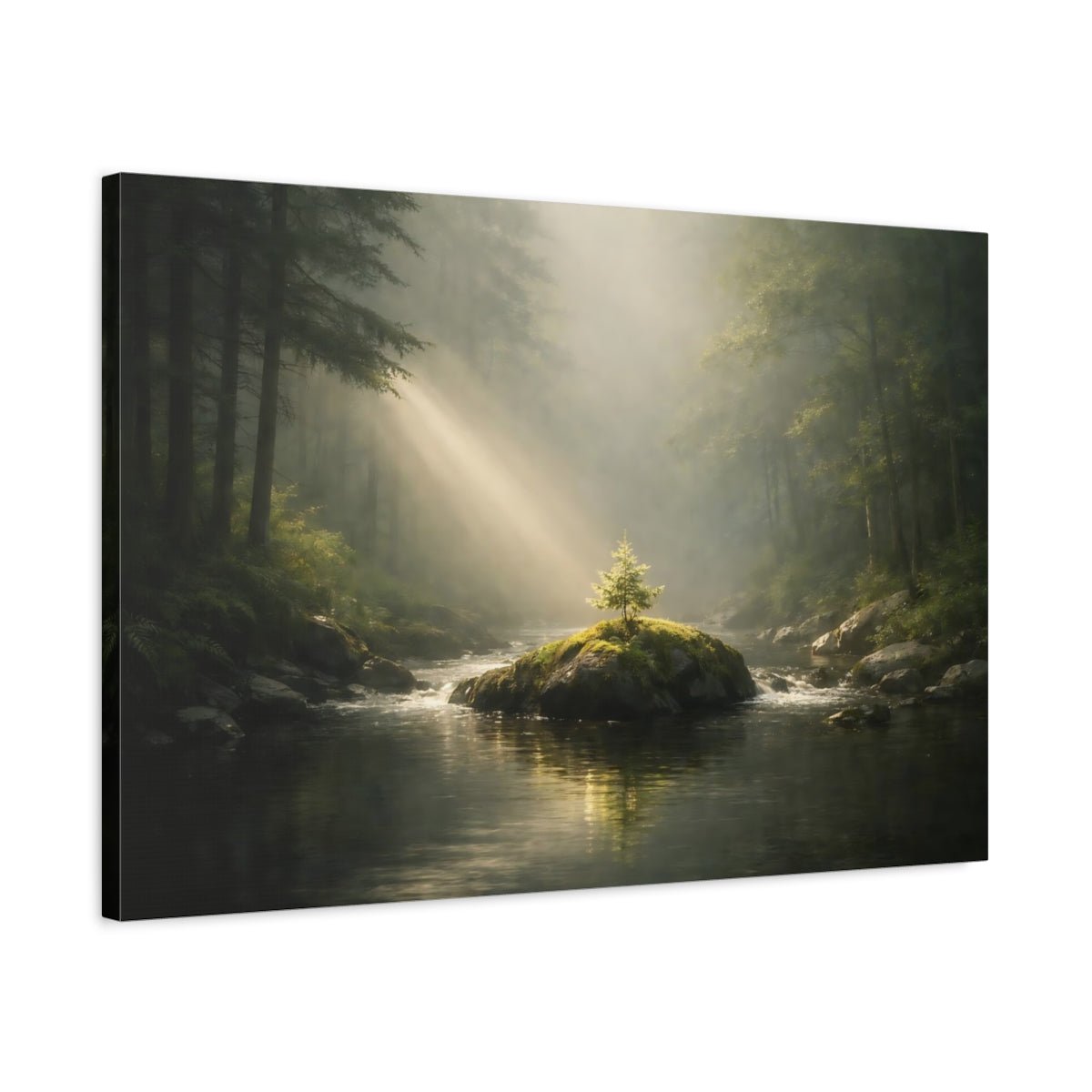 Light Balance Mystic Forest Stream Nature - Canvas Wall Art Print - YesArtYes