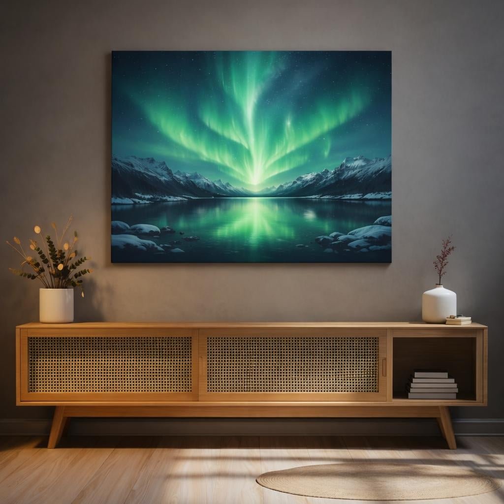 Light Balance Northern Aurora Borealis Nature - Canvas Wall Art Print - YesArtYes