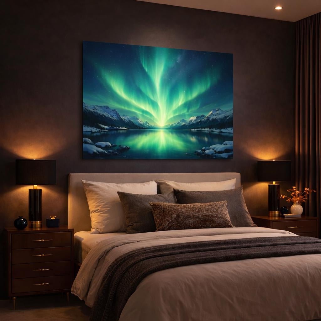 Light Balance Northern Aurora Borealis Nature - Canvas Wall Art Print - YesArtYes